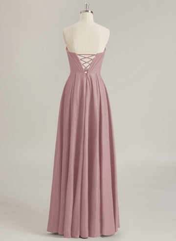 A-line Sweetheart Floor-Length Jersey Prom Dresses With Pleated